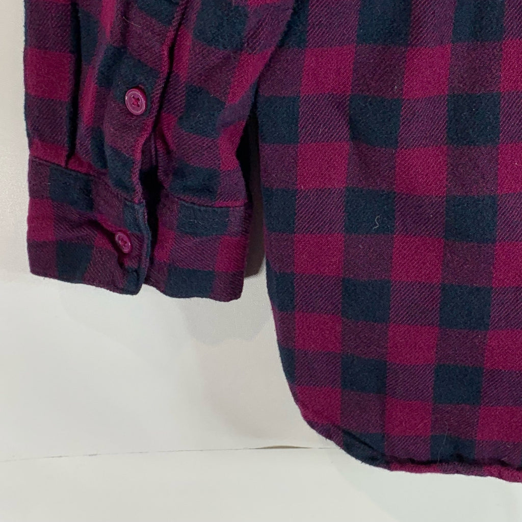 BANANA REPUBLIC Women's Wine/Navy Plaid Boyfriend-Fit Heavy Flannel Shirt SZ L