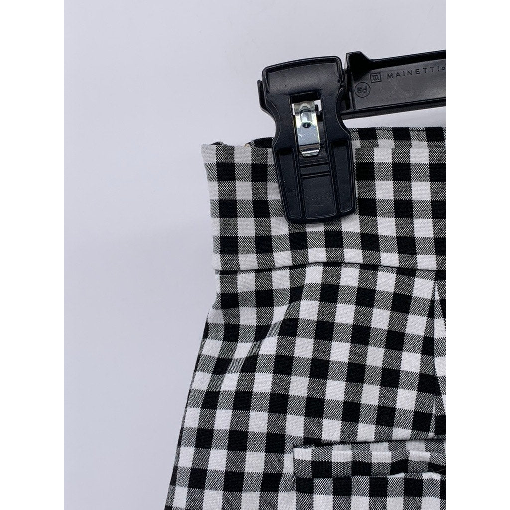ZARA Women's Black-White Checkered High-Waist Shorts SZ S