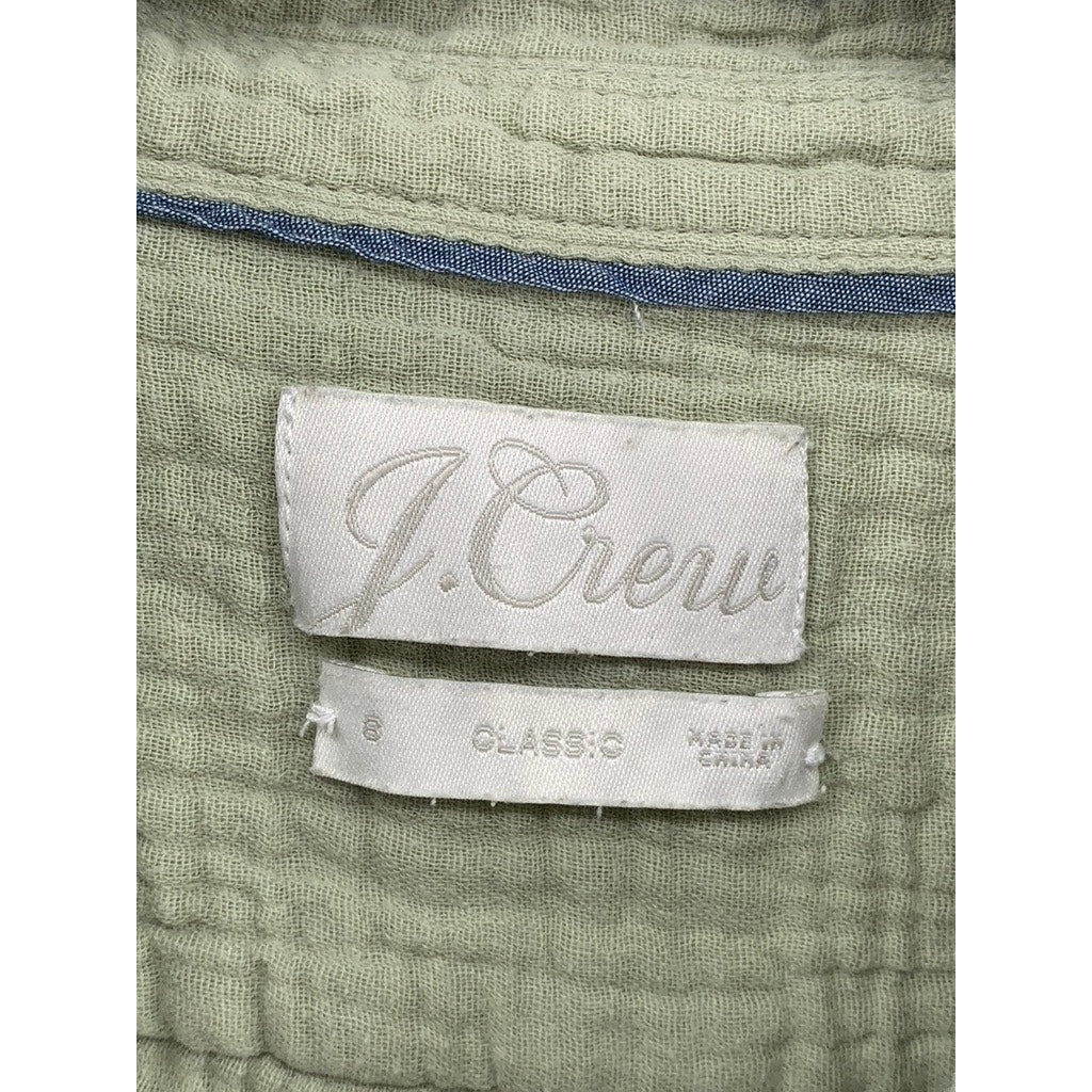 J.CREW Women's Sage Green Double Gauze Textured Button-Up Long Sleeve Top SZ S