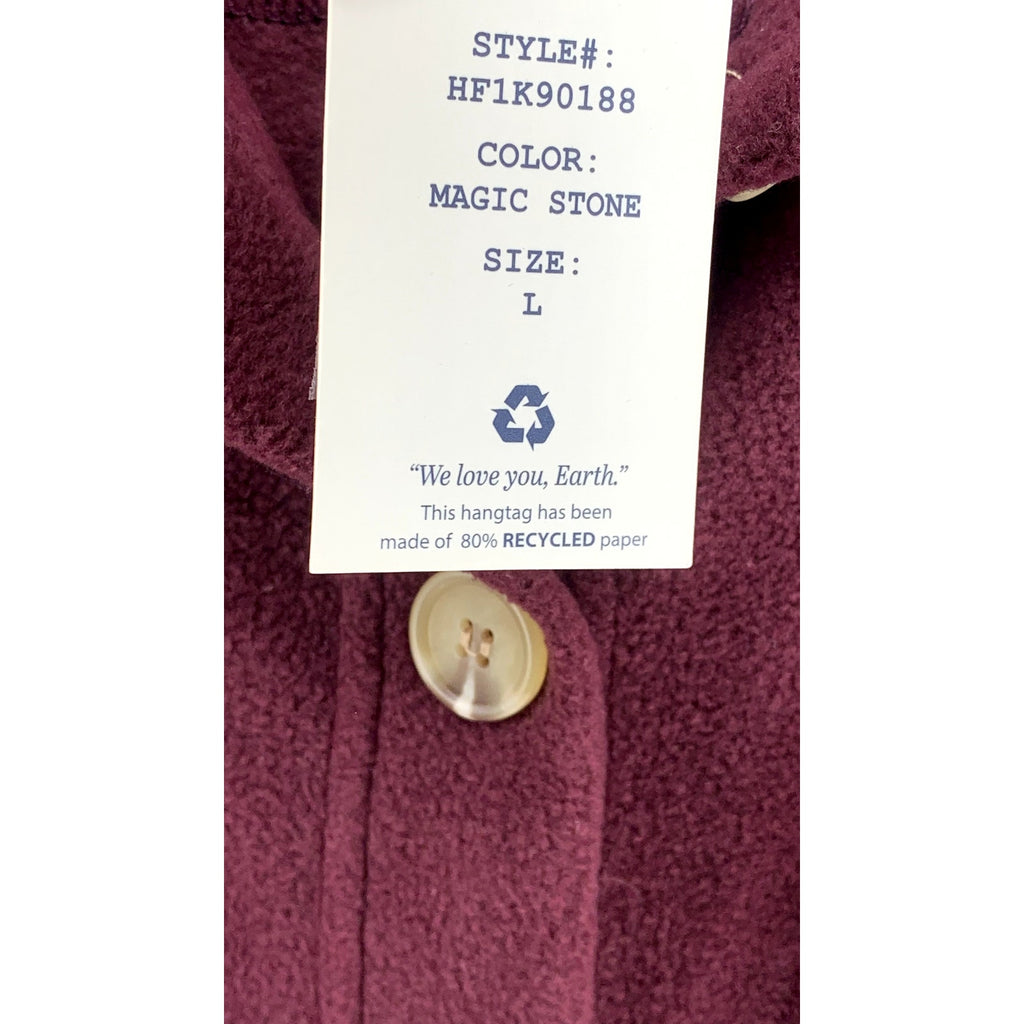 HIPPIE ROSE Women's Juniors' Burgundy Button-Up Long Sleeve Fleece Shacket SZ L