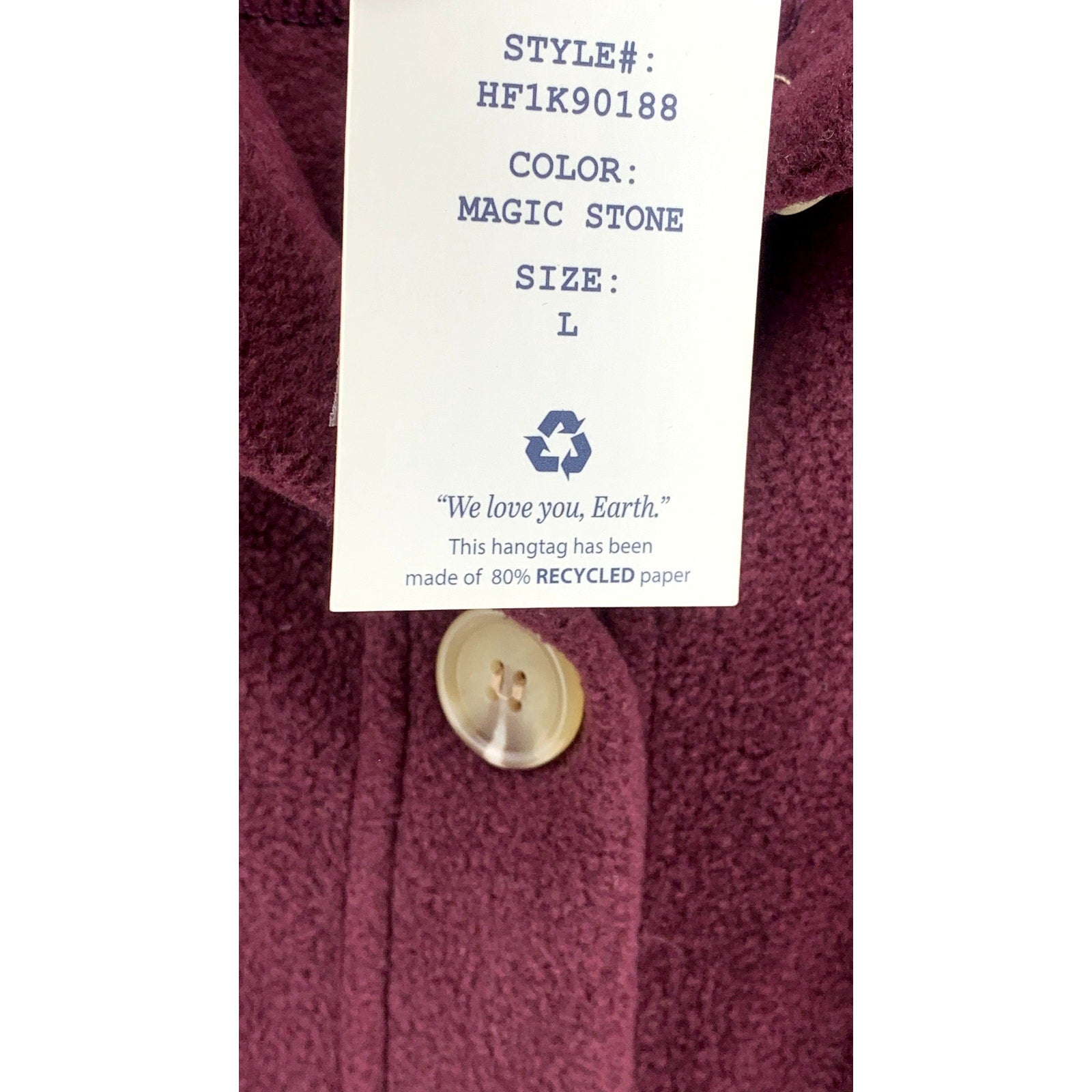 HIPPIE ROSE Women's Juniors' Burgundy Button-Up Long Sleeve Fleece Shacket SZ L