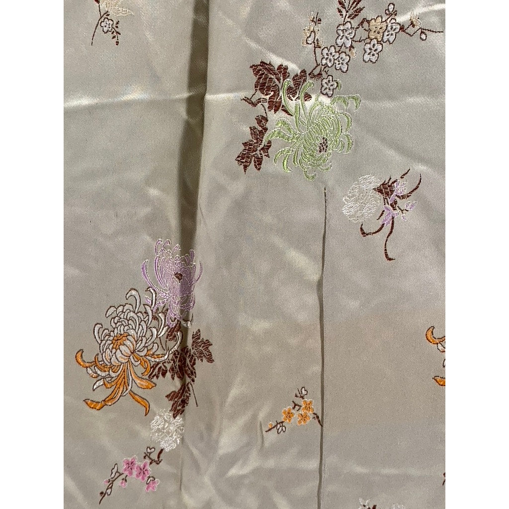 SILKROAD CREATIONS Women's Beige Satin Floral Print Cheongsam Dress SZ 40(US12)