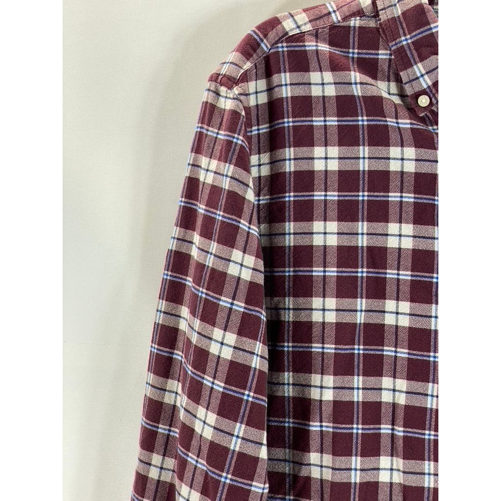 AMERICAN EAGLE OUTFITTERS Men's Burgundy Plaid Seriously Soft Flannel Shirt SZ M