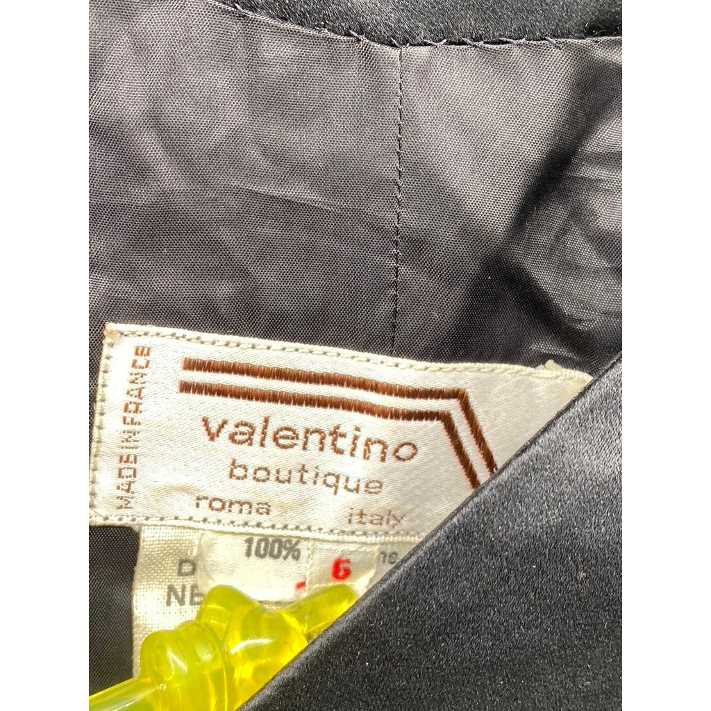 VALENTINO BOUTIQUE Women's Vintage Rare Black Velvet Offset Button-Down Gown SZ6