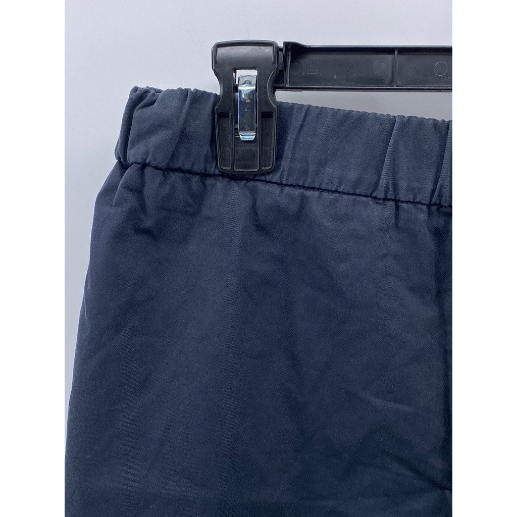 COS Women's Navy Blue Solid Cotton Cuffed Casual Mom Pull-On Shorts SZ 4