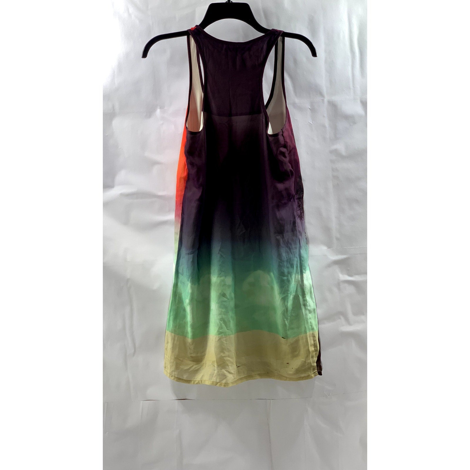 BERSHKA Women’s Multi-Color Palm Print Scoop-Neck Casual Tank Mini Dress SZ M