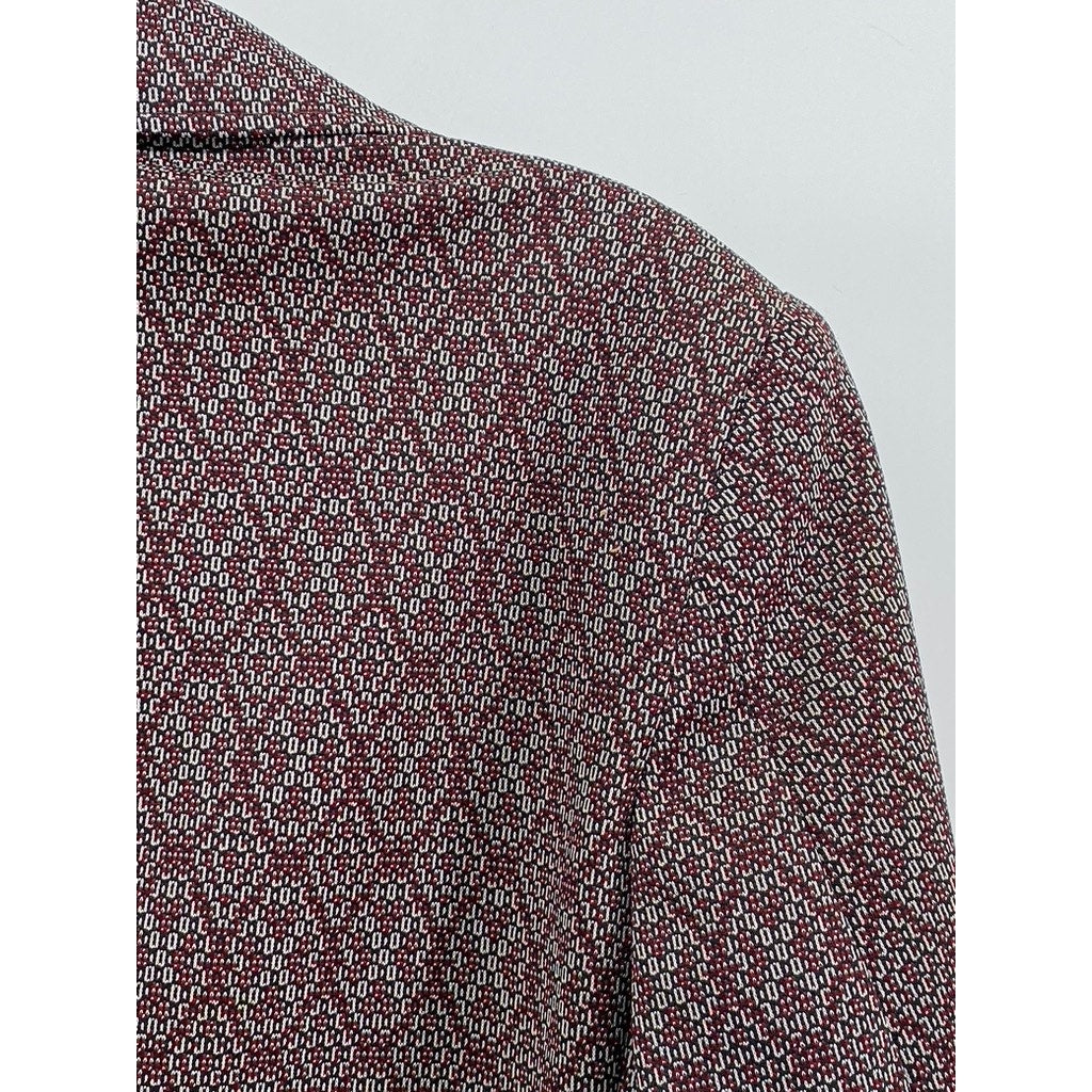 LEE WALD Men's Vintage Burgundy Printed Two-Button Blazer SZ S