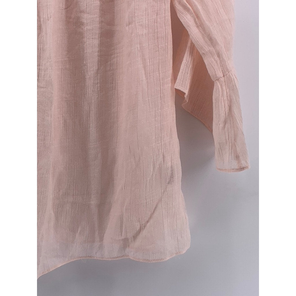 ZAC & RACHEL Women's Light Pink Flare Elbow Sleeve Top SZ L