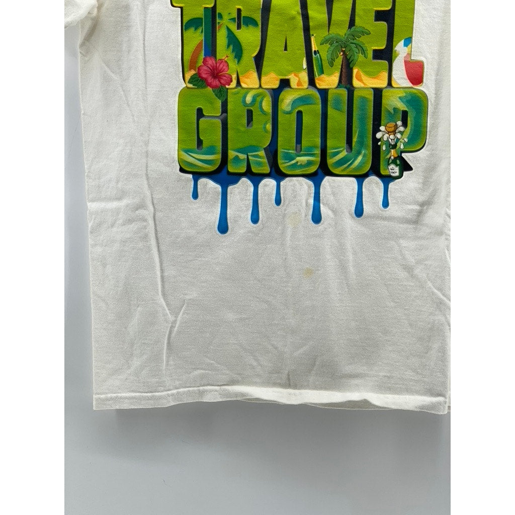 PORT & COMPANY Women's We Out Travel Group Graffiti Crewneck Casual T-Shirt SZ S