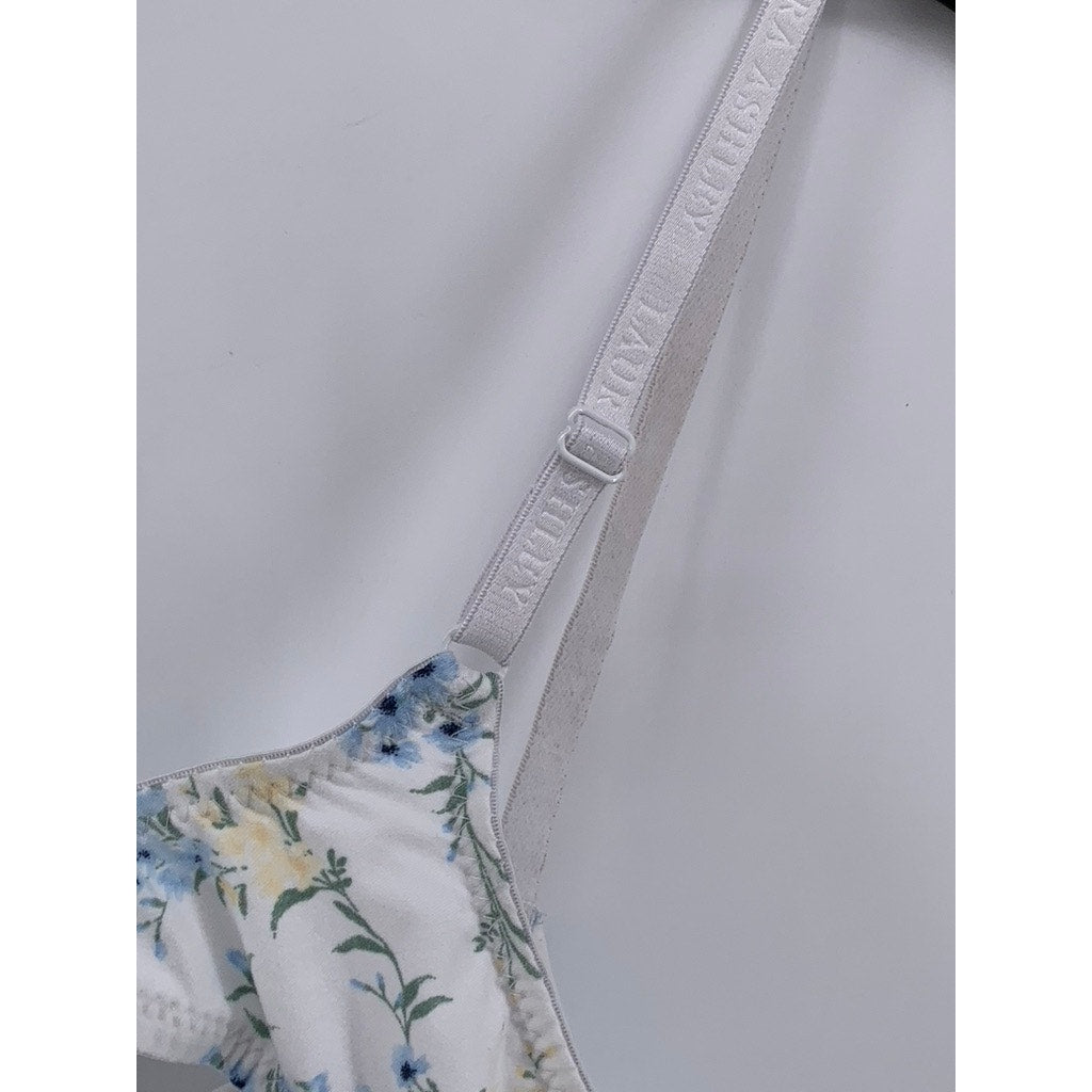LAURA ASHLEY Women's White Floral Full Coverage Bra SZ 38C