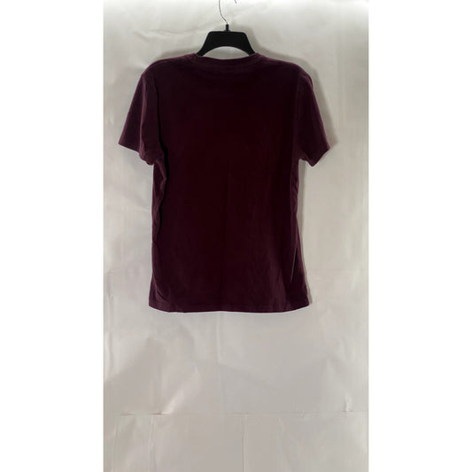 SUPERDRY Men's Burgundy Solid Crewneck Short Sleeve Casual T-Shirt SZ M