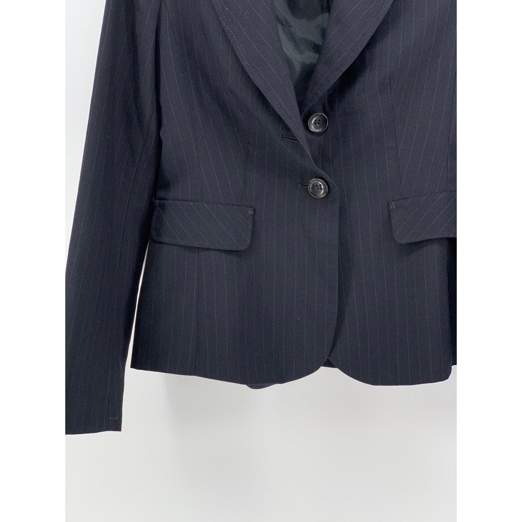 ANN TAYLOR Women's Petite Navy Pinstripe Two-Button Blazer SZ 2P
