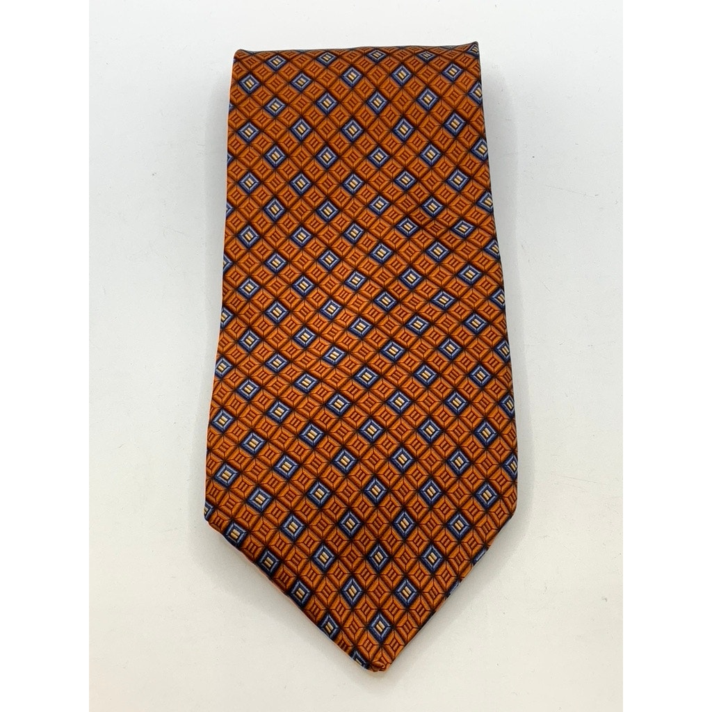 NAUTICA Men's Orange-Blue Printed Silk Tie SZ OS