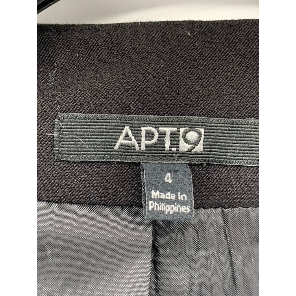 APT. 9 Women's Black Solid Hook & Bar V-Neck Long Sleeve Blazer SZ 4