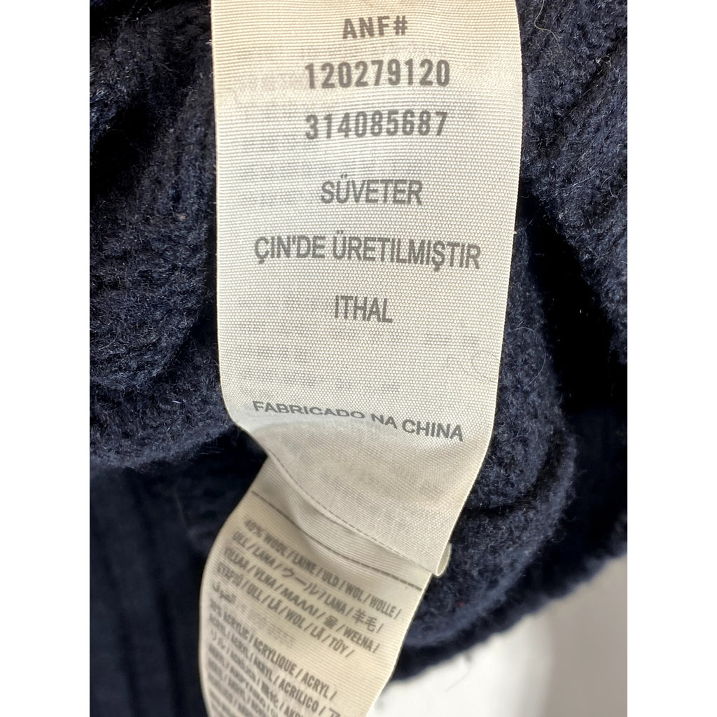 ABERCROMBIE & FITCH Men's Black Knit Crewneck Elbow-Patch Muscle Sweater SZ S