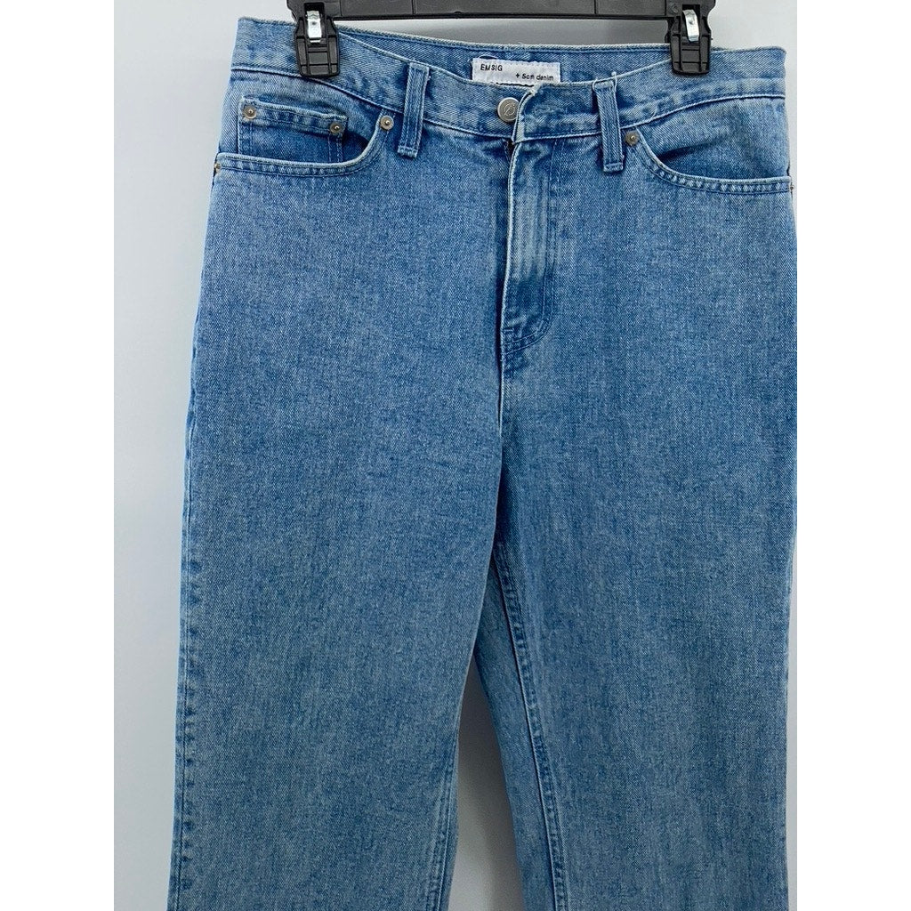 EMSIG Women's Medium Wash Blue Denim Straight-Leg Regular-Fit Jeans SZ M
