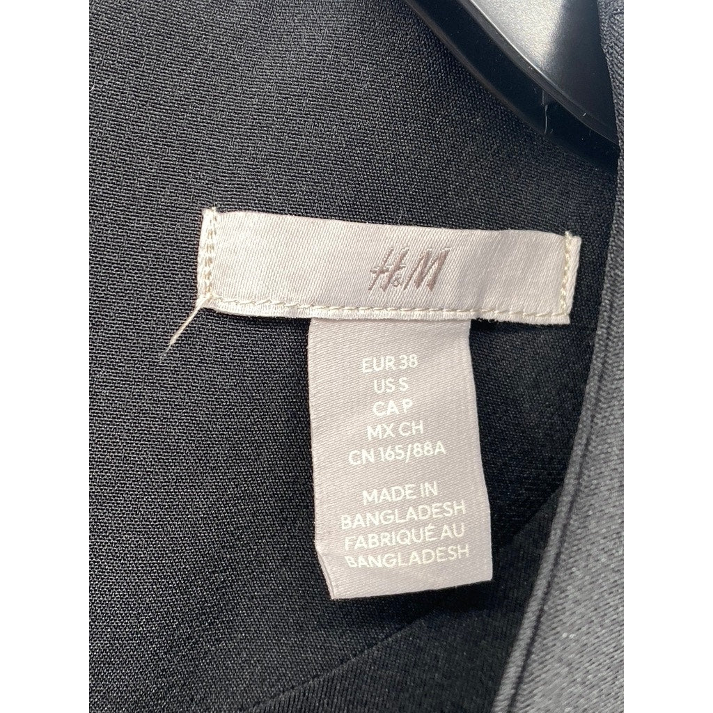 H&M Women's Black Crewneck Short Flutter Sleeves Sheath Knee Length Dress SZ S