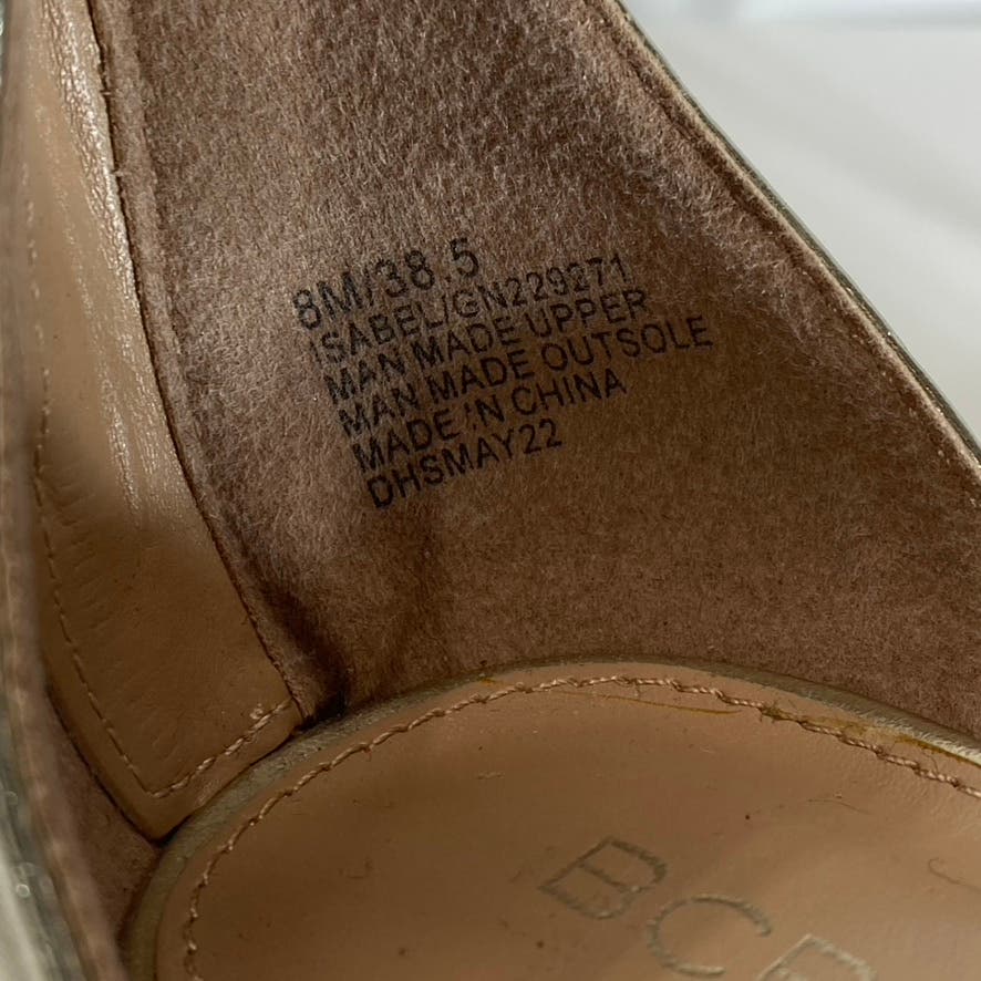 BCBGENERATION Women's Gold Metallic Isabel Braided Chain Heeled Sandals SZ 8