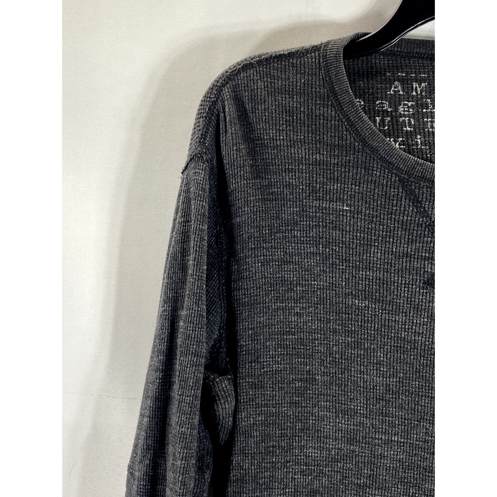 AMERICAN EAGLE OUTFITTERS Men's Charcoal Vintage Crewneck Thermal Shirt SZ S