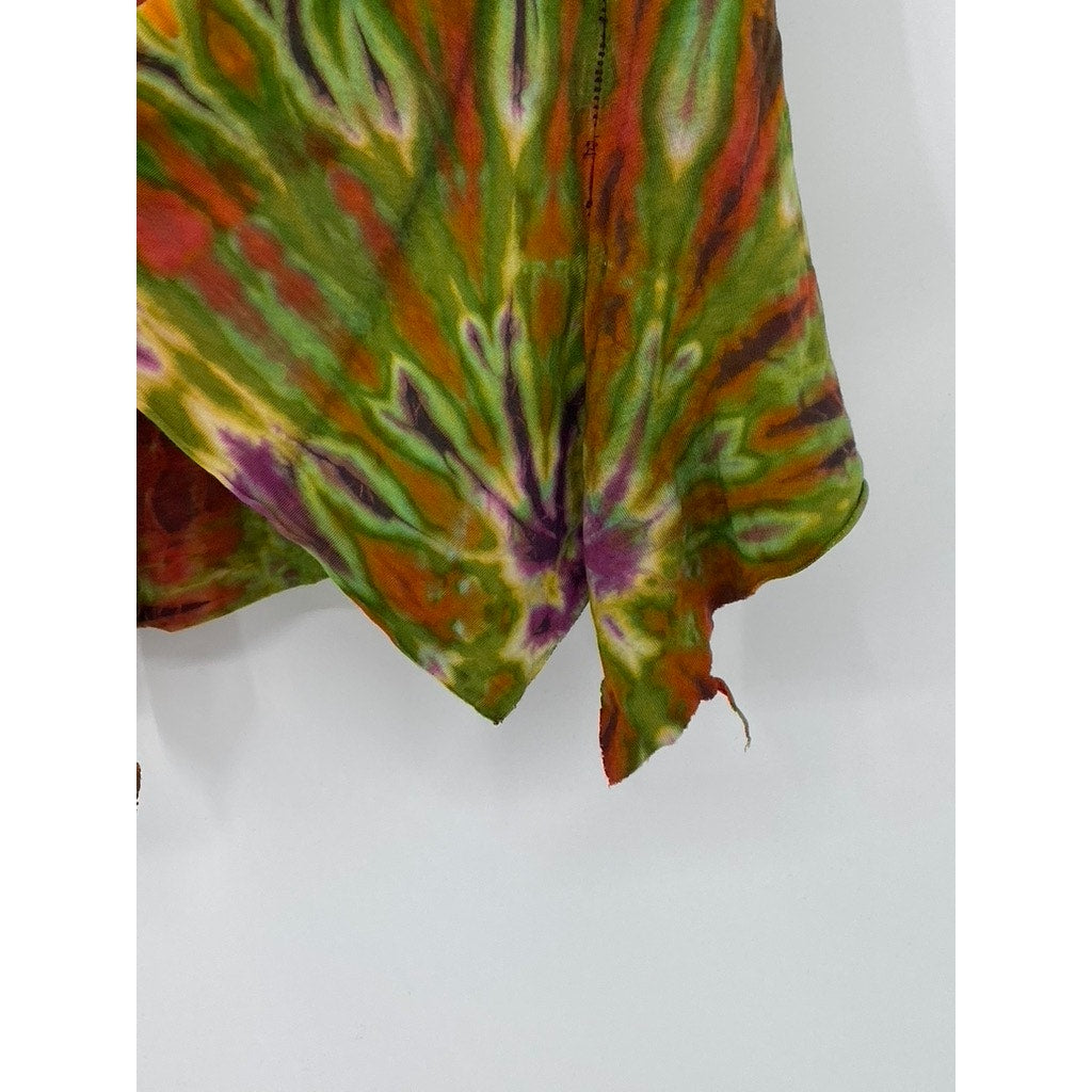 SACRED THREADS Women's Green-Multi Print Asymmetrical Hem Cropped Tank Top SZ OS