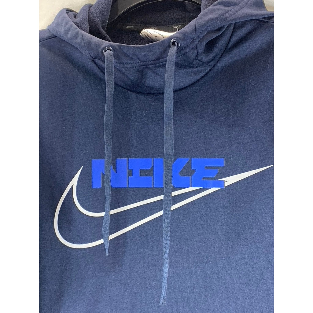 NIKE Men's Navy Graphic Therma-Fit Pullover Training Hoodie SZ S