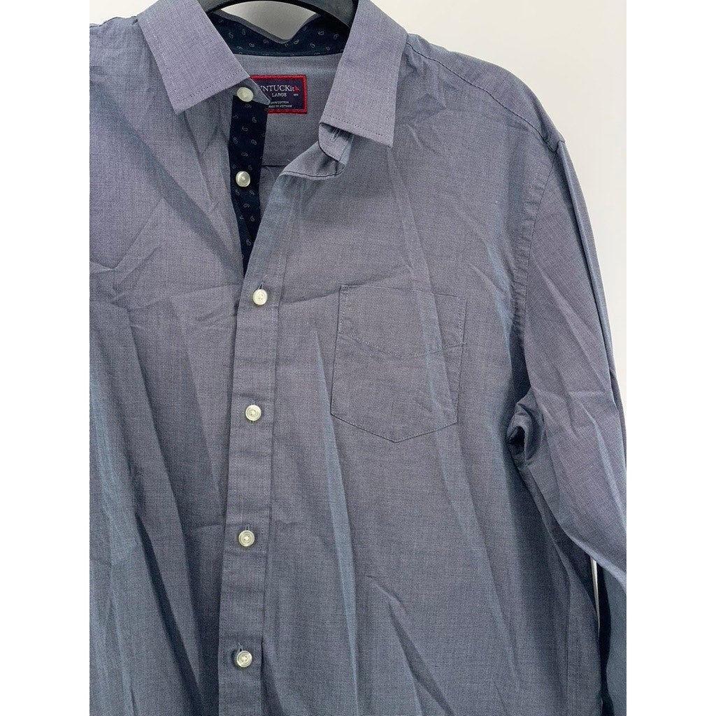 UNTUCKIT Men's Blue Regular Fit Monterra Button-Up Shirt SZ L