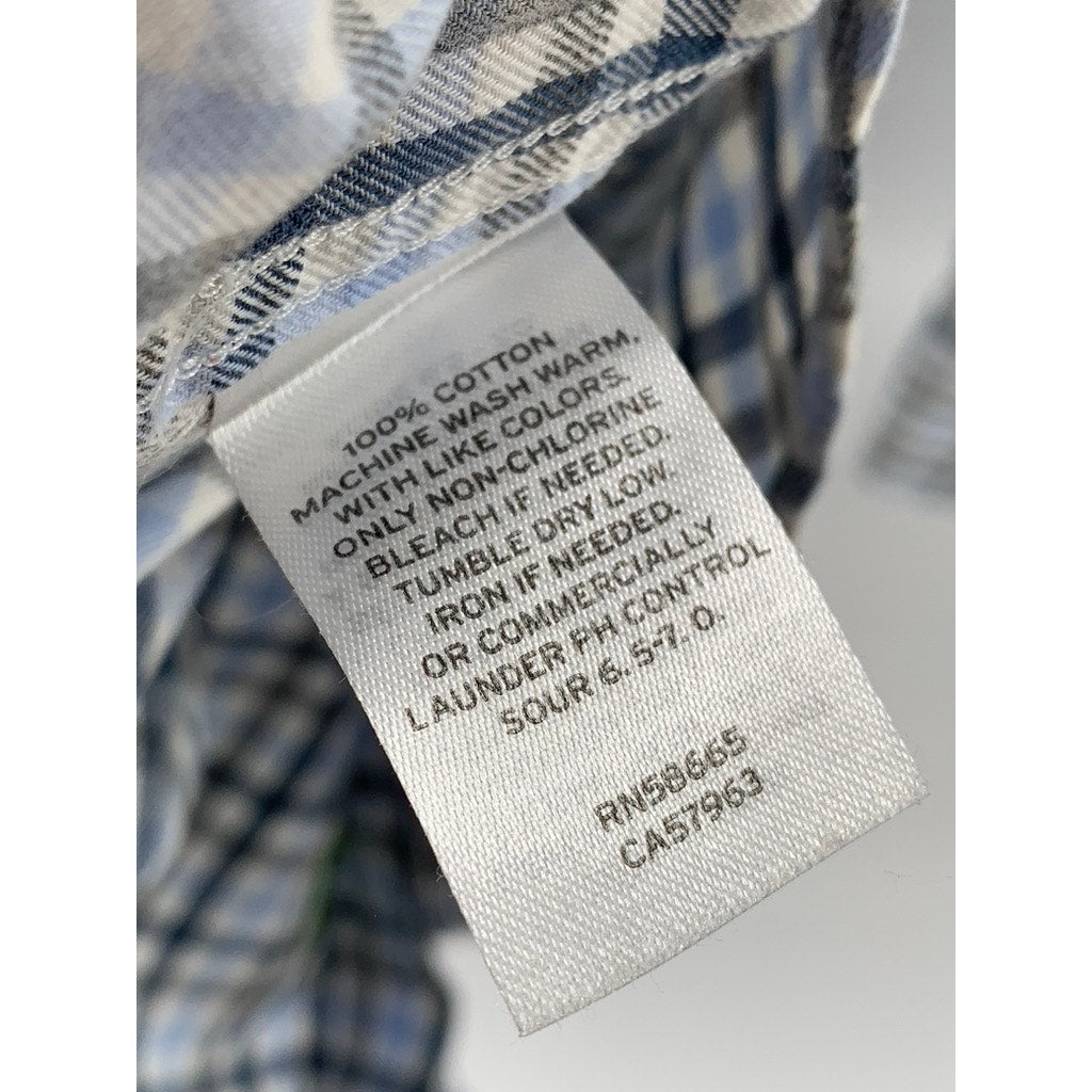 NORDSTROM RACK Men's Blue Plaid Button-Up Trim Fit Shirt SZ 16.5