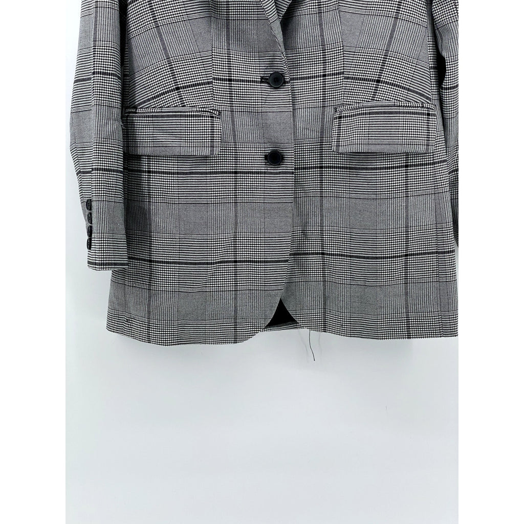 VINCE CAMUTO Women's Black Bold Glen Plaid Two-Button Notch Collar Blazer SZ 0