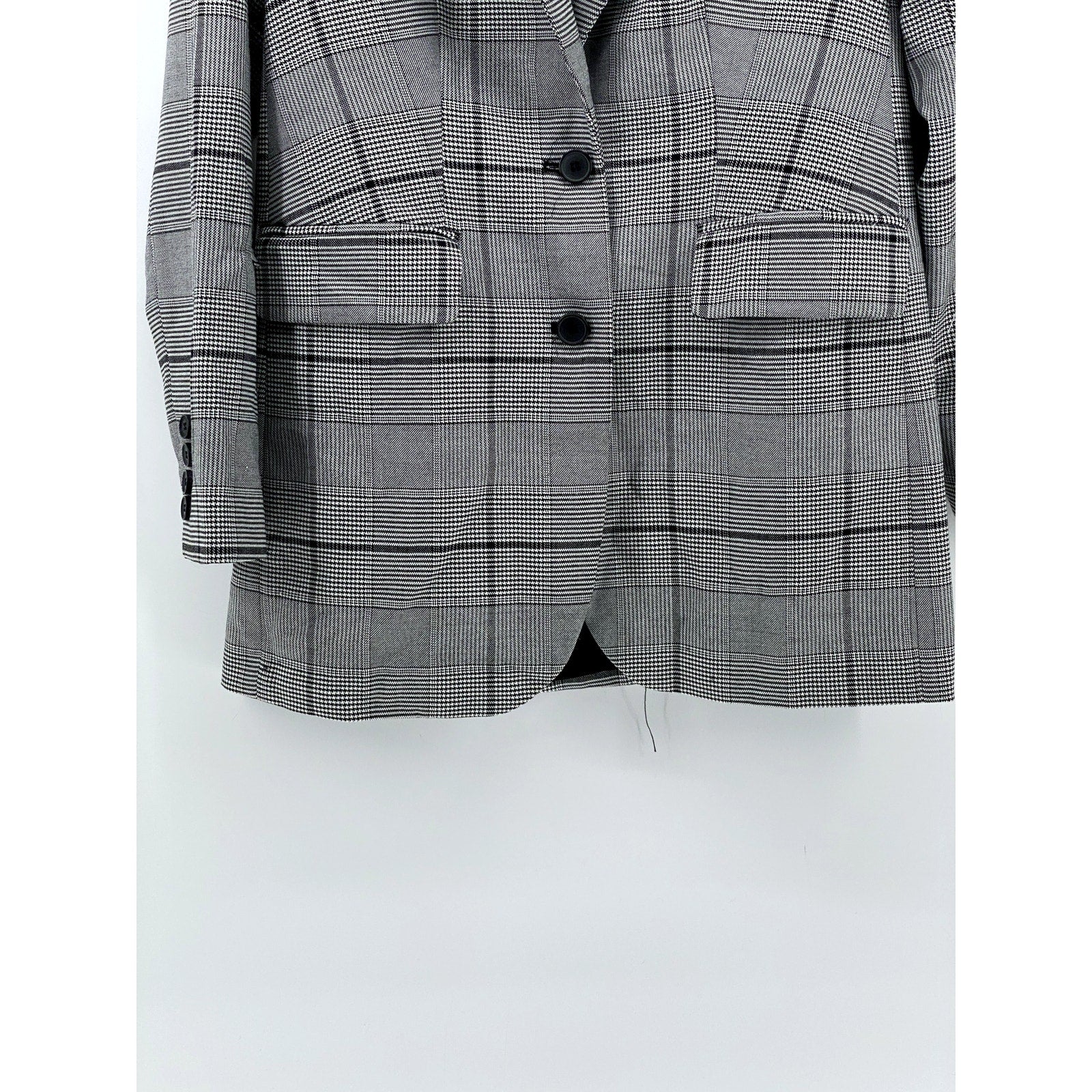 VINCE CAMUTO Women's Black Bold Glen Plaid Two-Button Notch Collar Blazer SZ 0