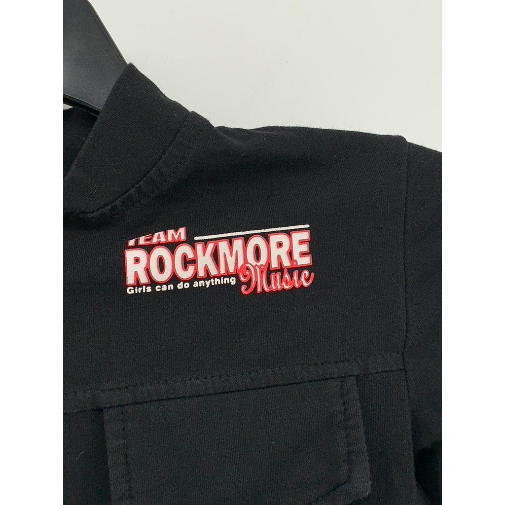 COSMIQUE STUDIO Women’s Black One Team Rockmore Zip-Up Biker Grunge Crop Top SZS