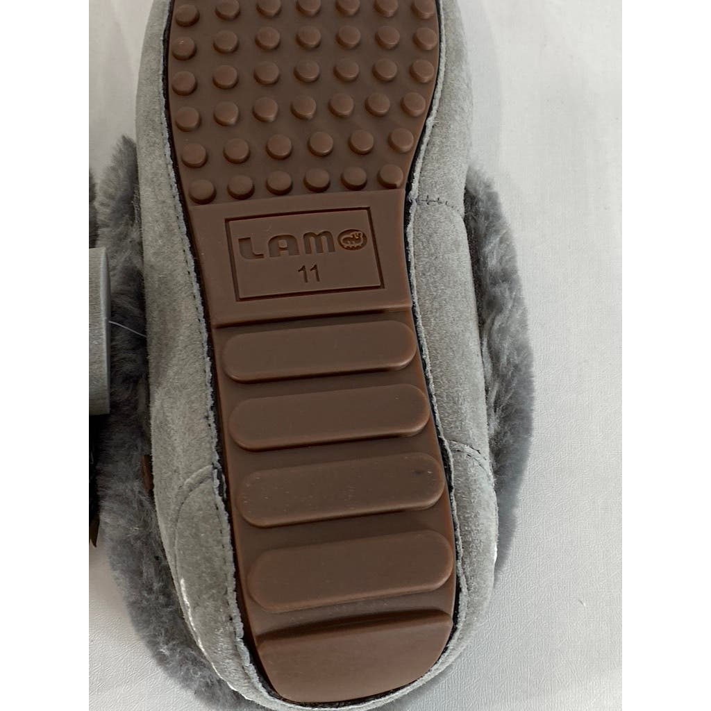 LAMO Women's Charcoal Faux-Fur Aussie Moc-Toe Cirrus Memory Foam Slipper SZ 5