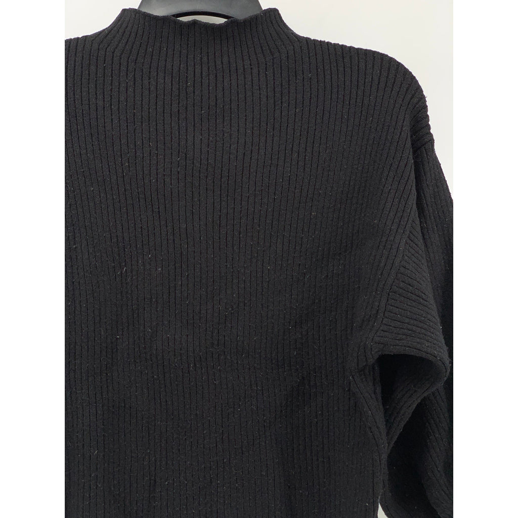 LINE DOT Women's Black Ribbed Mock-Neck Long Sleeve Pullover Sweater SZ S