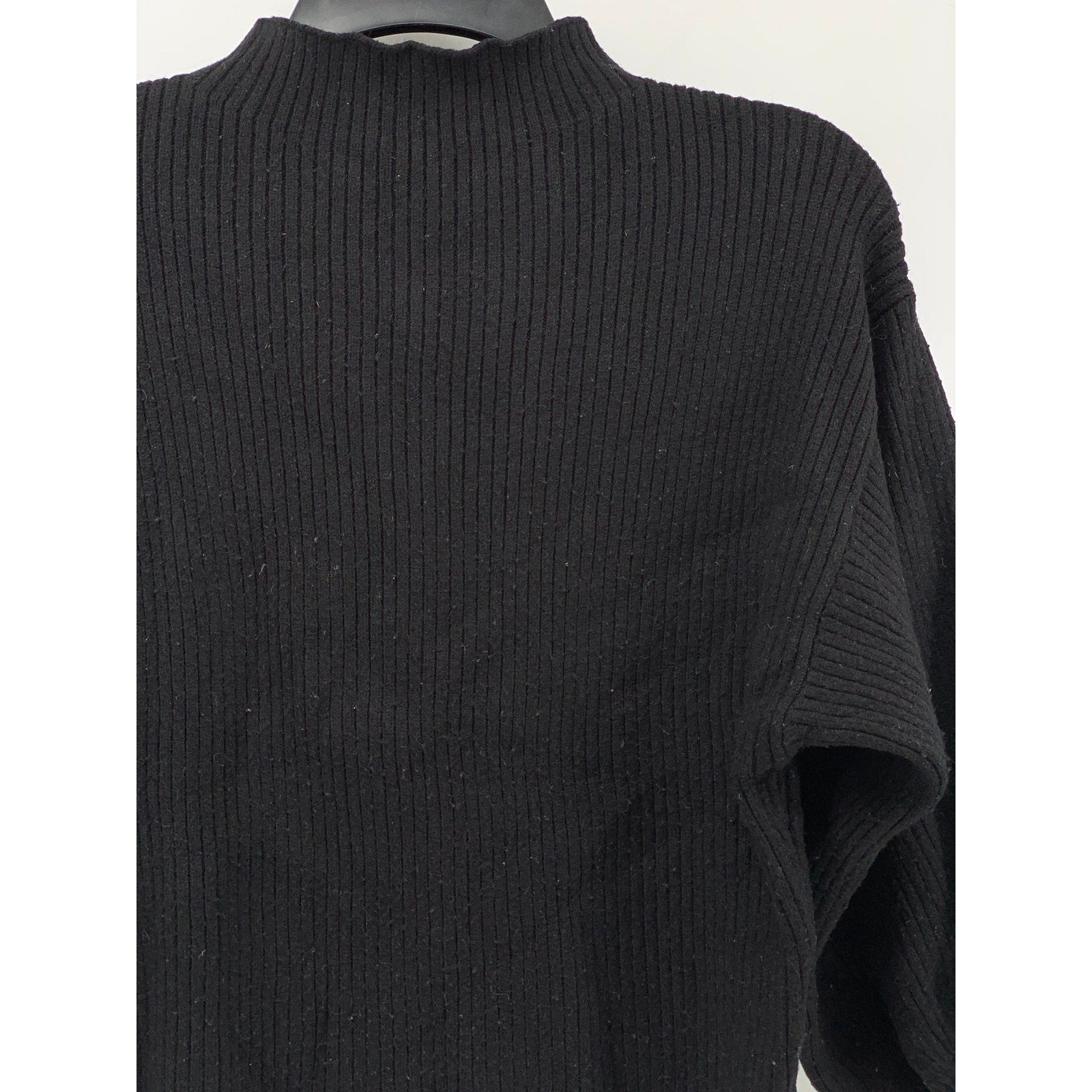 LINE DOT Women's Black Ribbed Mock-Neck Long Sleeve Pullover Sweater SZ S