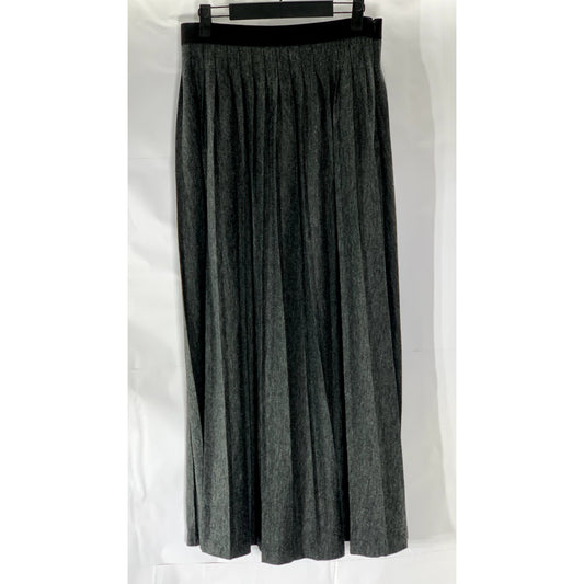ANN TAYLOR LOFT Women's Petite Charcoal Gray Pleated Midi A-Line Skirt SZ S/P
