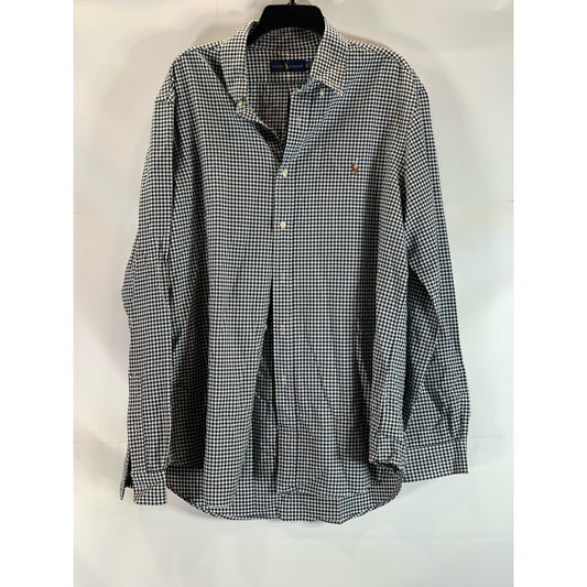 RALPH LAUREN Men's Black Gingham Classic-Fit Button-Up Long Sleeve Shirt SZ XL