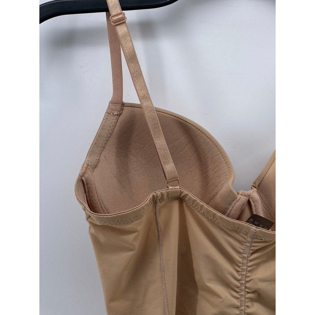 BORVOGUE Women's Tan Mesh Full-Coverage Underwire Padded Shaping Bodysuit SZ M