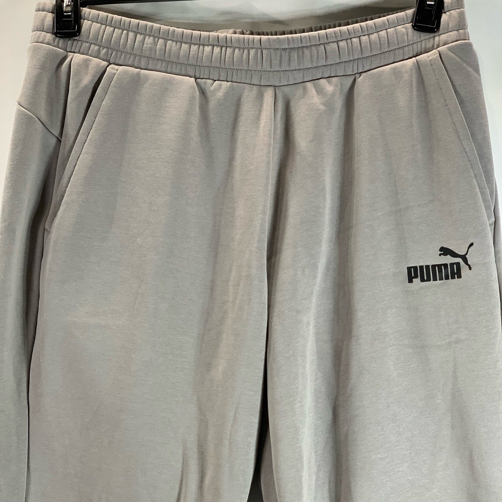 PUMA Men's Concrete Gray Essential Logo Fleece Pull-On Sweatpants SZ XL