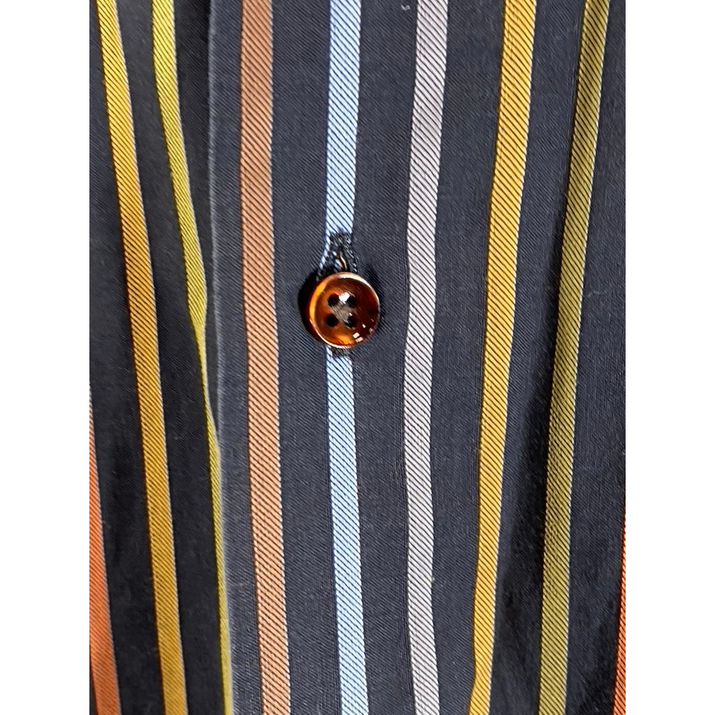 ROBERT TALBOTT CARAMEL Men's Brown Multi Stripe Button-Up Long Sleeve Shirt SZ L