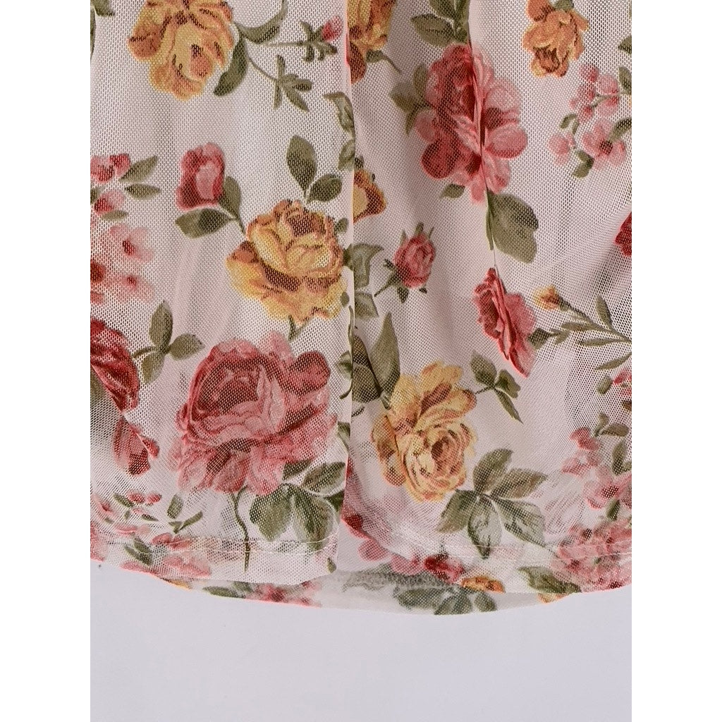 AMBIANCE Women's Plus White Floral Bodycon Midi Dress SZ 2X