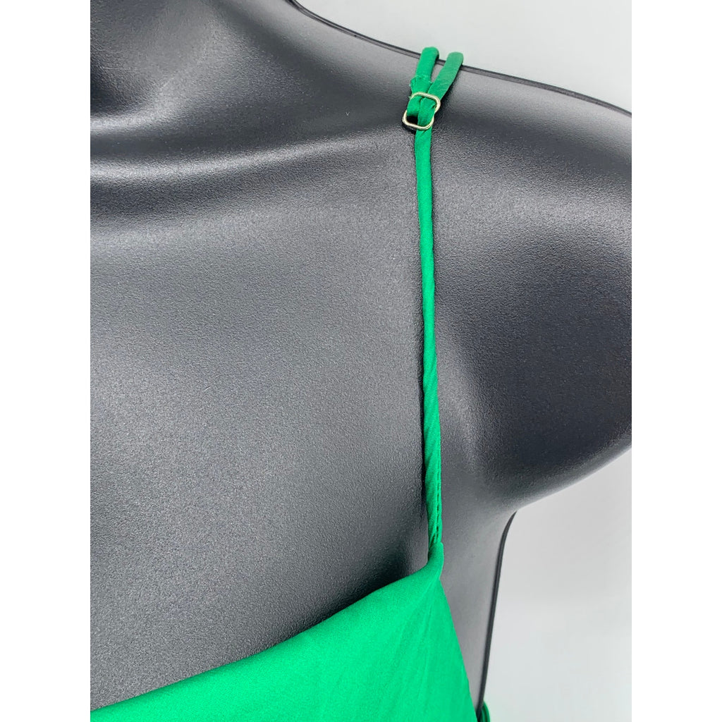 BEIGE BOTANY Women's Dark Green Satin Side-Cutout Cowl-Neck Bodycon Dress SZ S