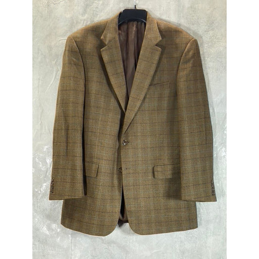 MICHAEL MICHAEL KORS Men's Long Tan Windowpane Two-Button Sport Coat SZ 43L