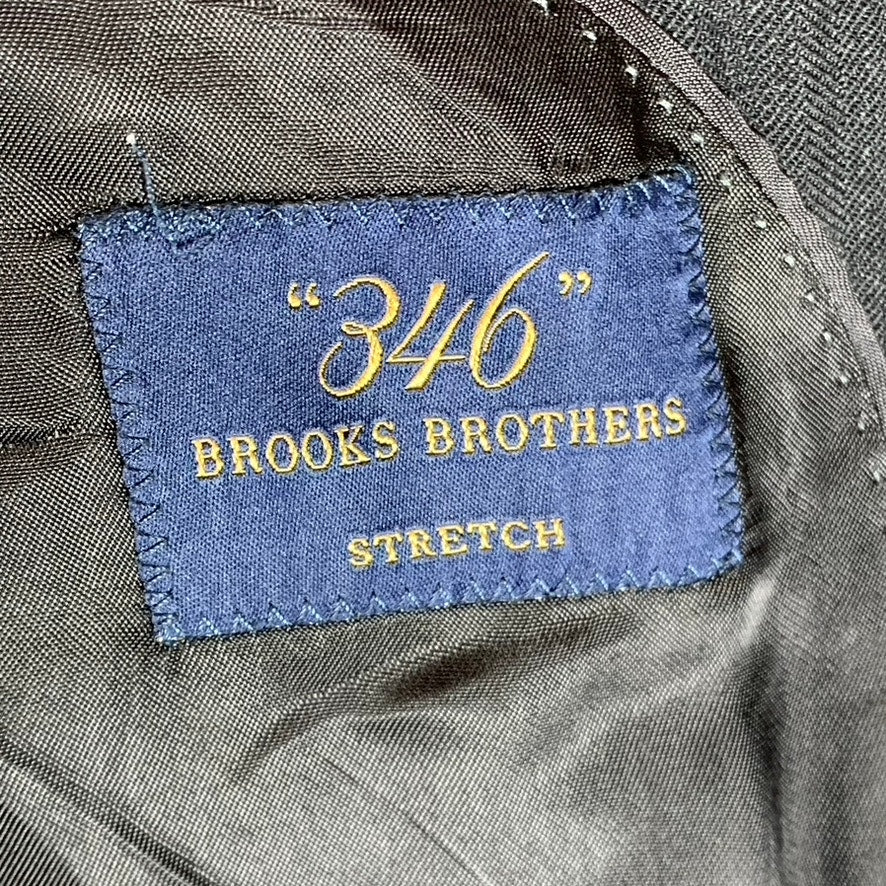 BROOKS BROTHERS 346 Men's Black Wool-Blend Stretch Two-Button Short Blazer SZ38S