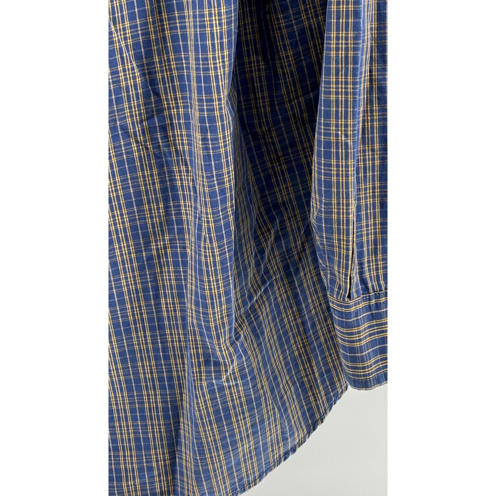 DULUTH TRADING CO. Men's Blue-Yellow Plaid Button-Up Long Sleeve Shirt SZ L