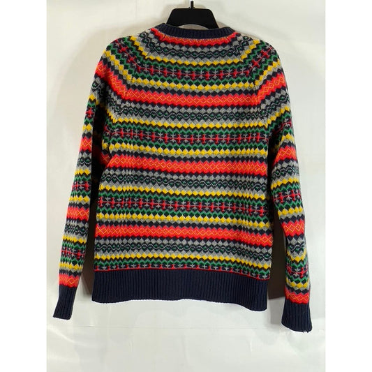 J.CREW Men's Multicolor Crewneck Lambs Wool Knit Long Sleeve Sweater SZ S