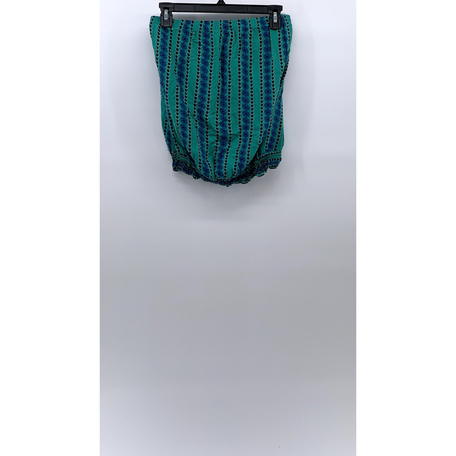 KIRRA Women's Blue-Green Printed Strapless Smocked Tube Top SZ M