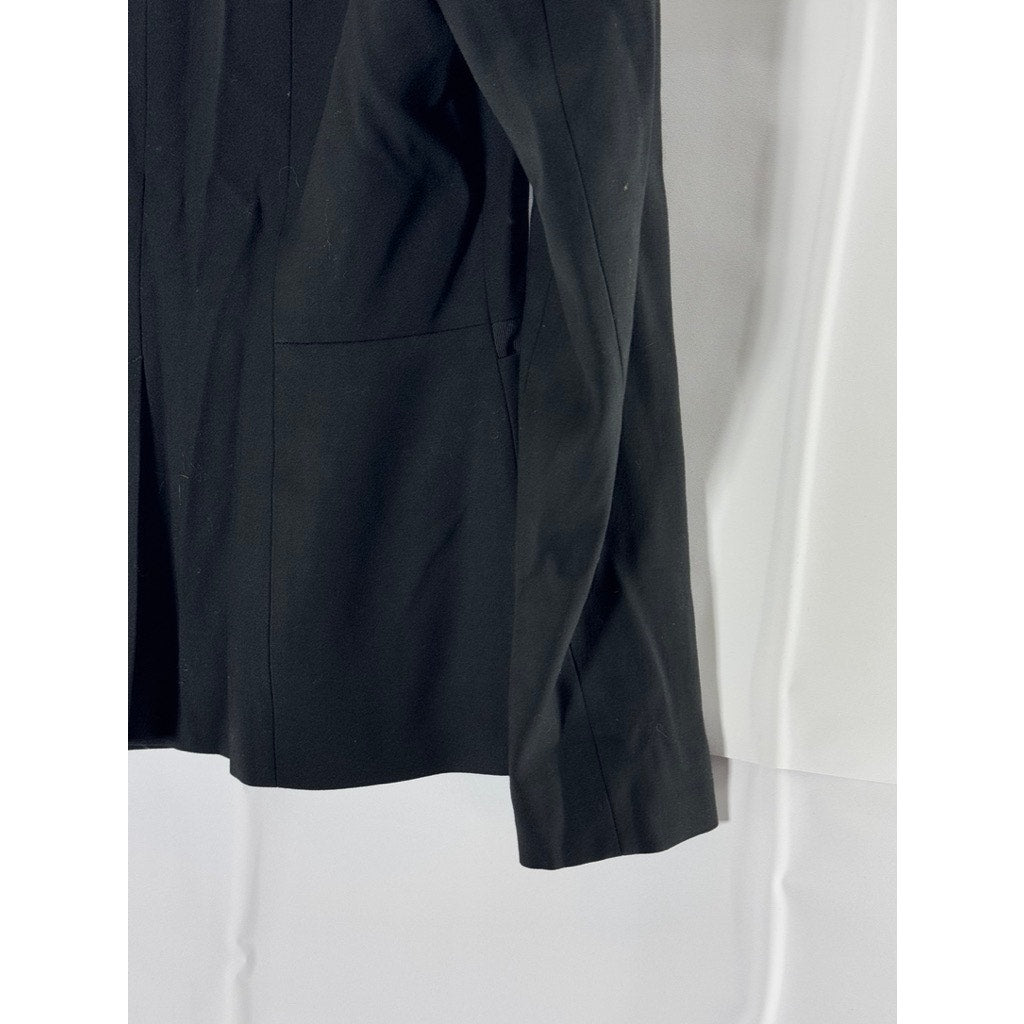 AMANDA WAKELEY Women's Solid Black Hook Closure Blazer SZ 6