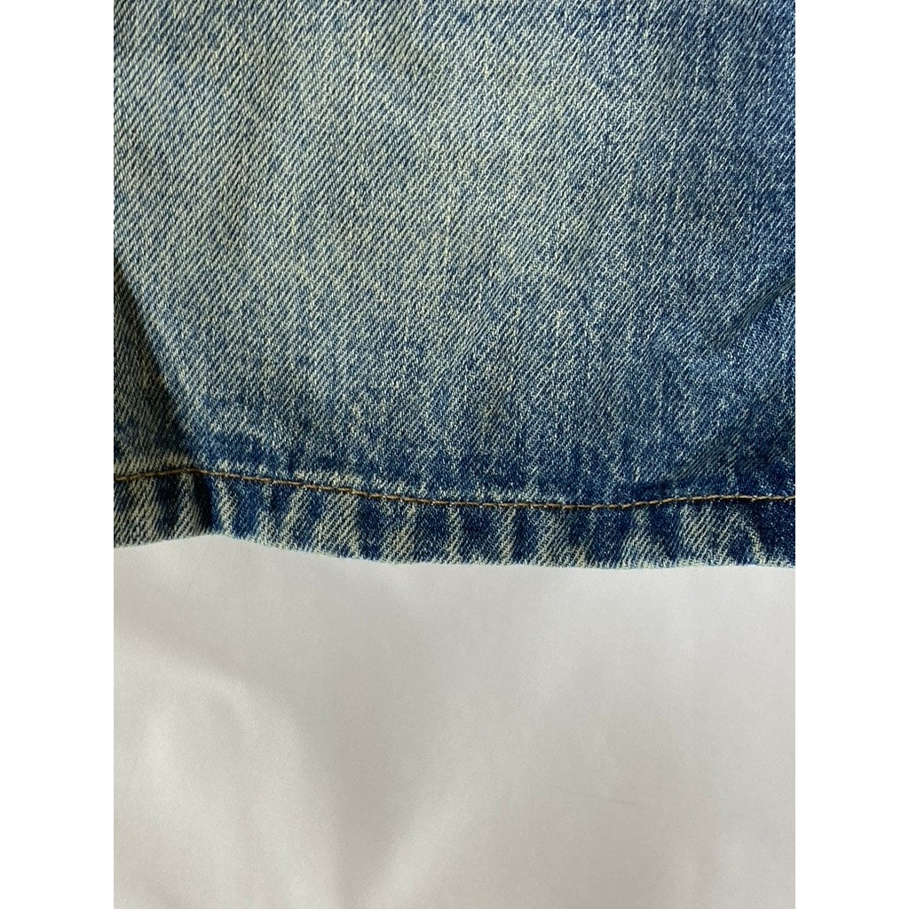 PULL&BEAR Women's Dark Blue Distressed Denim Mini Skirt SZ 0