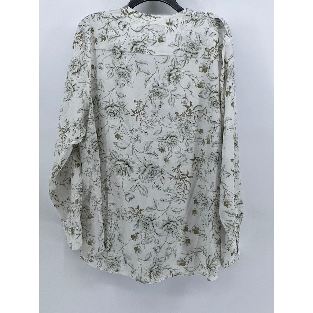CALVIN KLEIN Womens Floral Blouse Button Up SZ (2X)