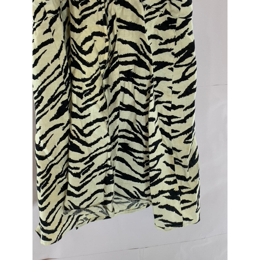 REFORMATION Women's Black/White Starling Zebra Print Tie-Strap Mini Dress SZ 8