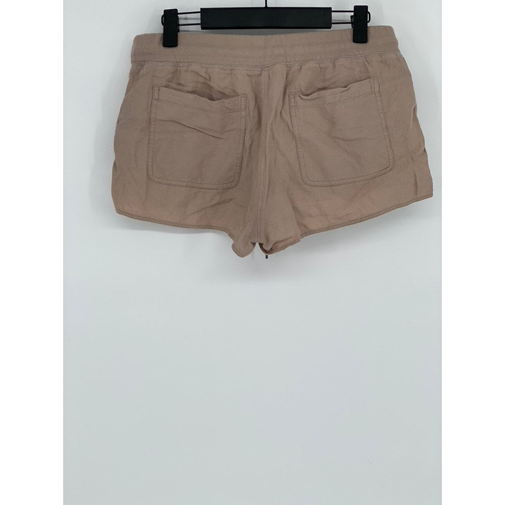 COMMUNITY Women's Light Brown Cotton Drawstring Waist Casual Lounge Shorts SZ S